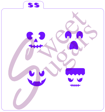 Jack-O-Lantern Mini Faces Stencil - Traditional or Silkscreen image 0