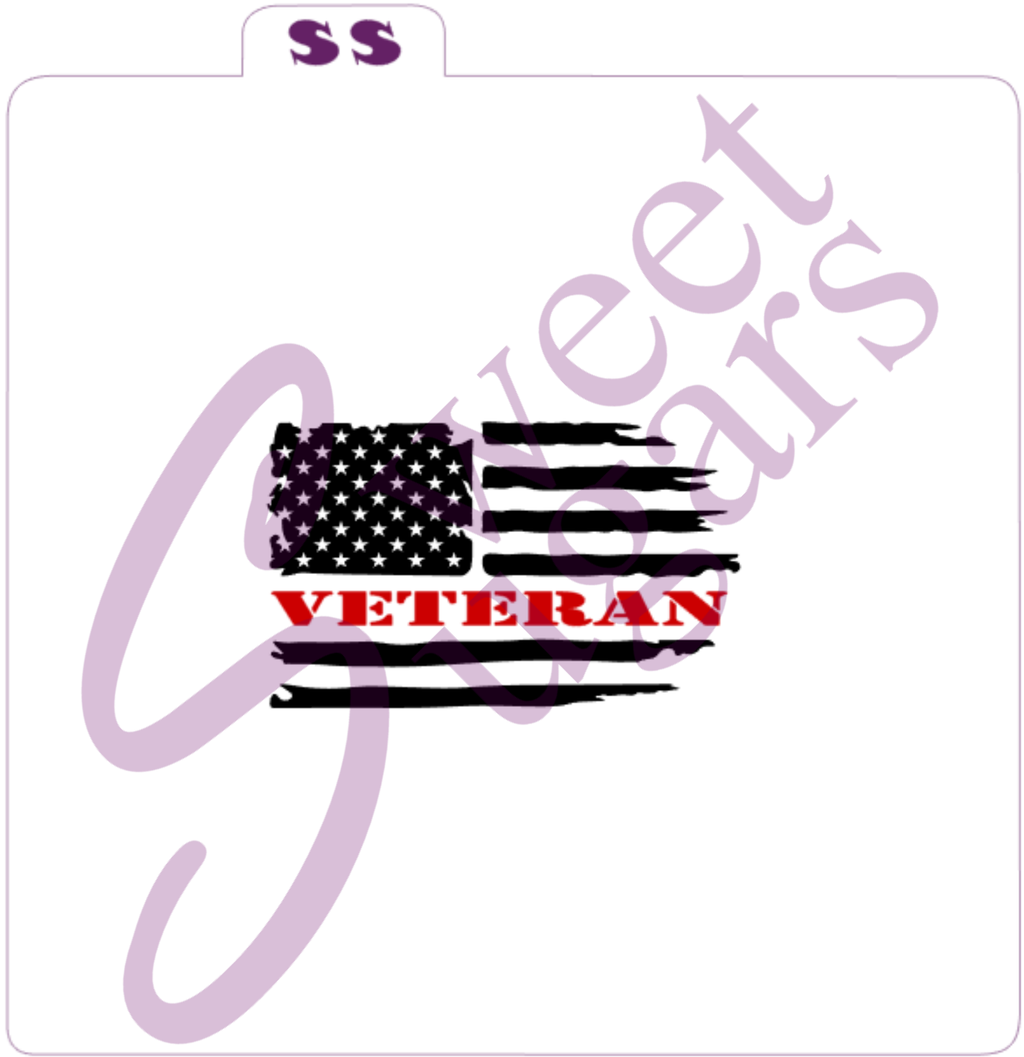 VETERAN Distressed Flag 1 or 2 part Silkscreen Stencil image 0