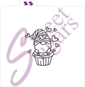 Gnome on Cupcake with Hearts PYO Silkscreen Stencil image 0