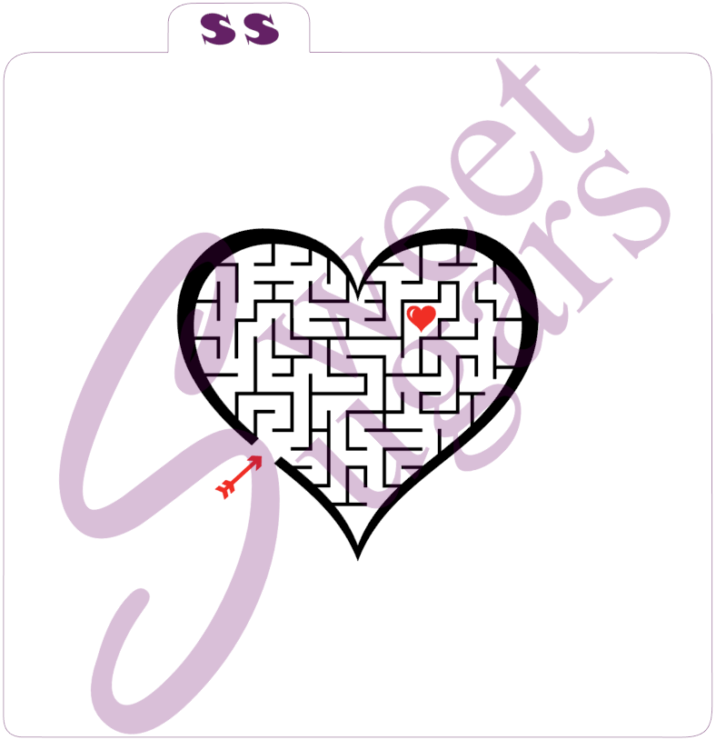 Heart Maze (1 or 2 part) Silkscreen Stencil image 0