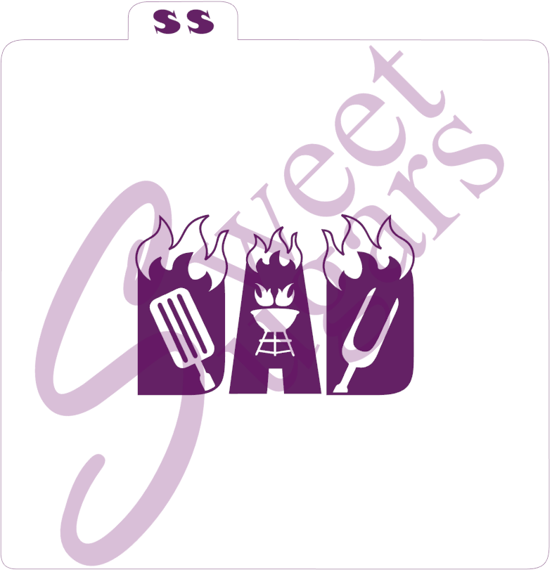 DAD  Flaming BBQ Silkscreen Stencil image 0