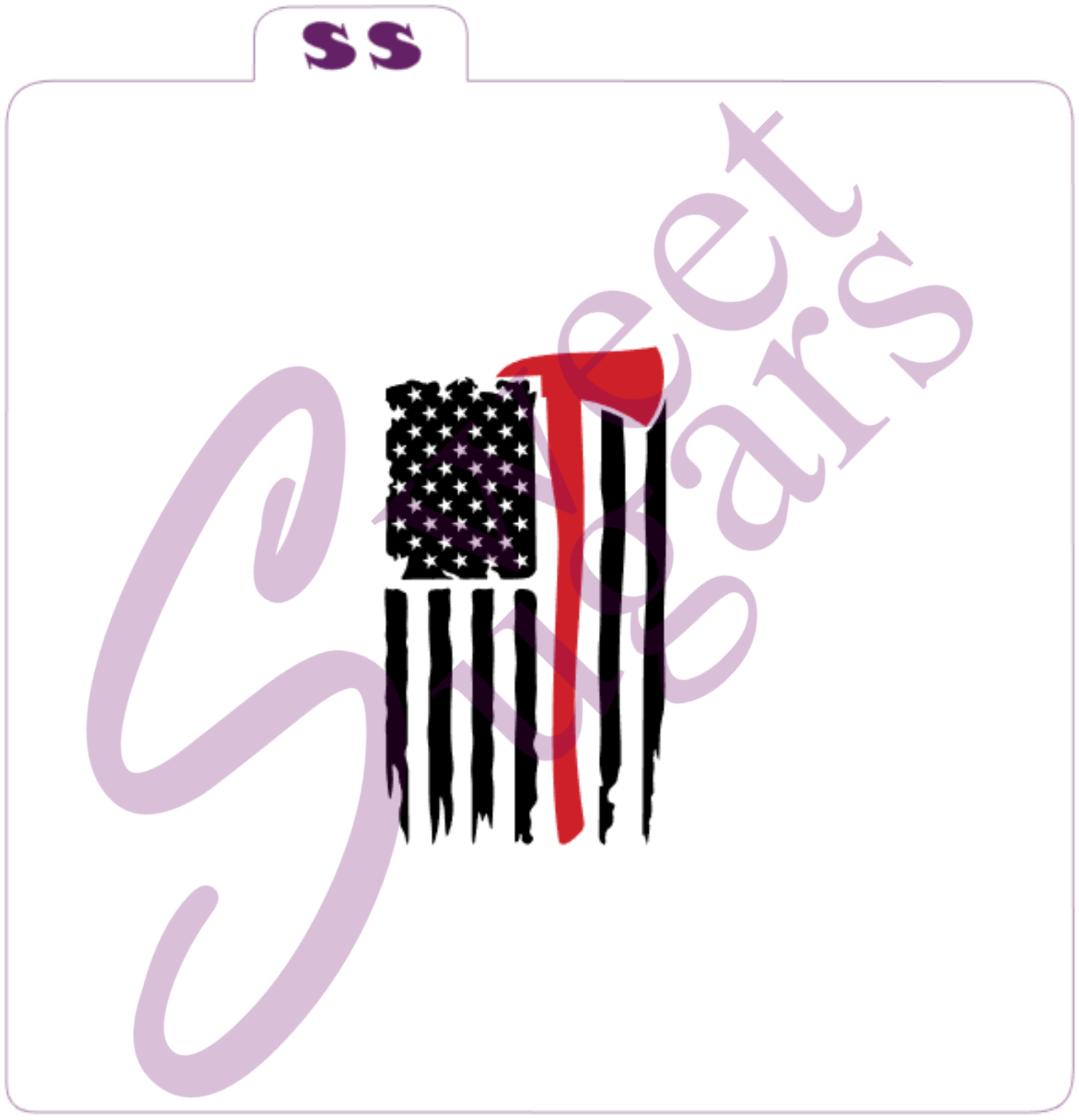 Distressed Flag with Firefighter Axe Silkscreen Stencil (1 or 2 part) image 0