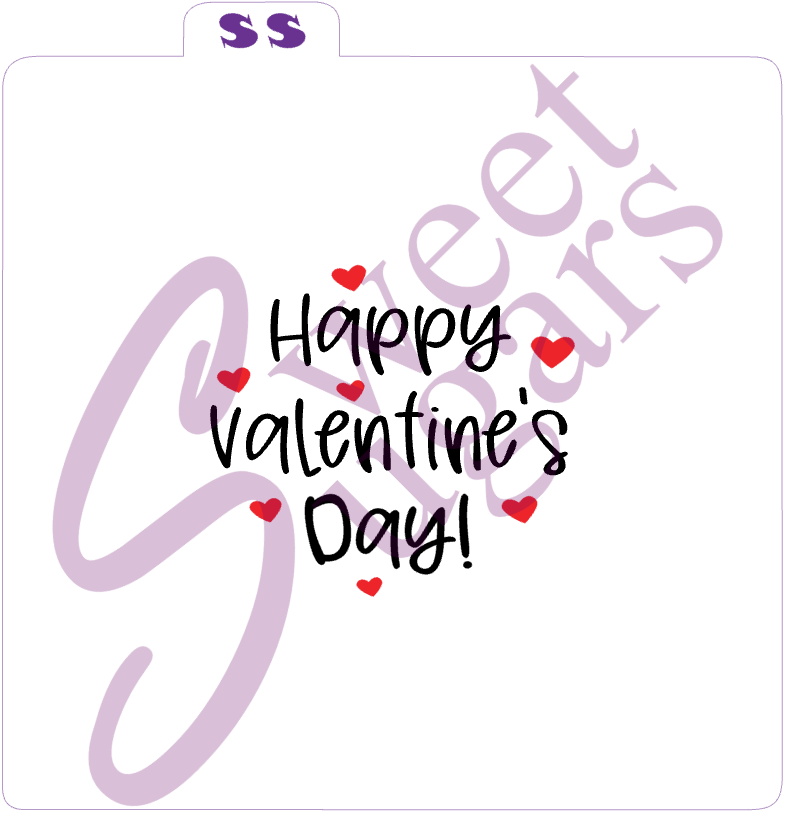 Happy Valentine's Day With Hearts 2 Part Silkscreen Stencil image 0