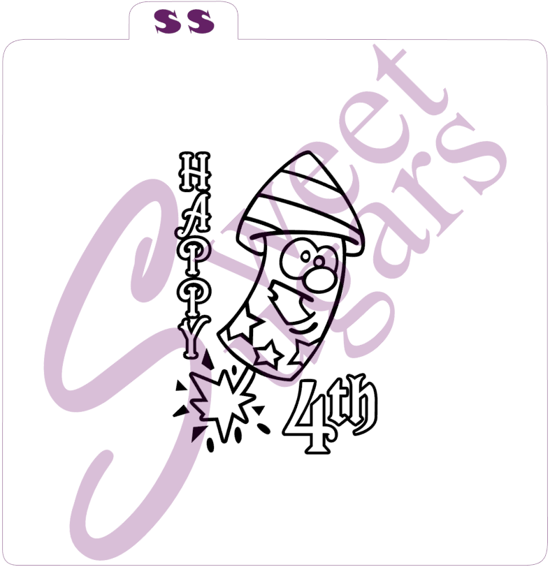 PYO Happy 4th with Silly Firework Silkscreen Stencil image 0