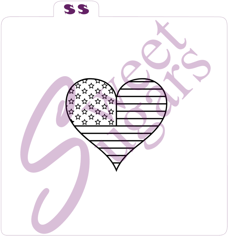 PYO Heart Flag 4th ofJuly Silkscreen Stencil image 0