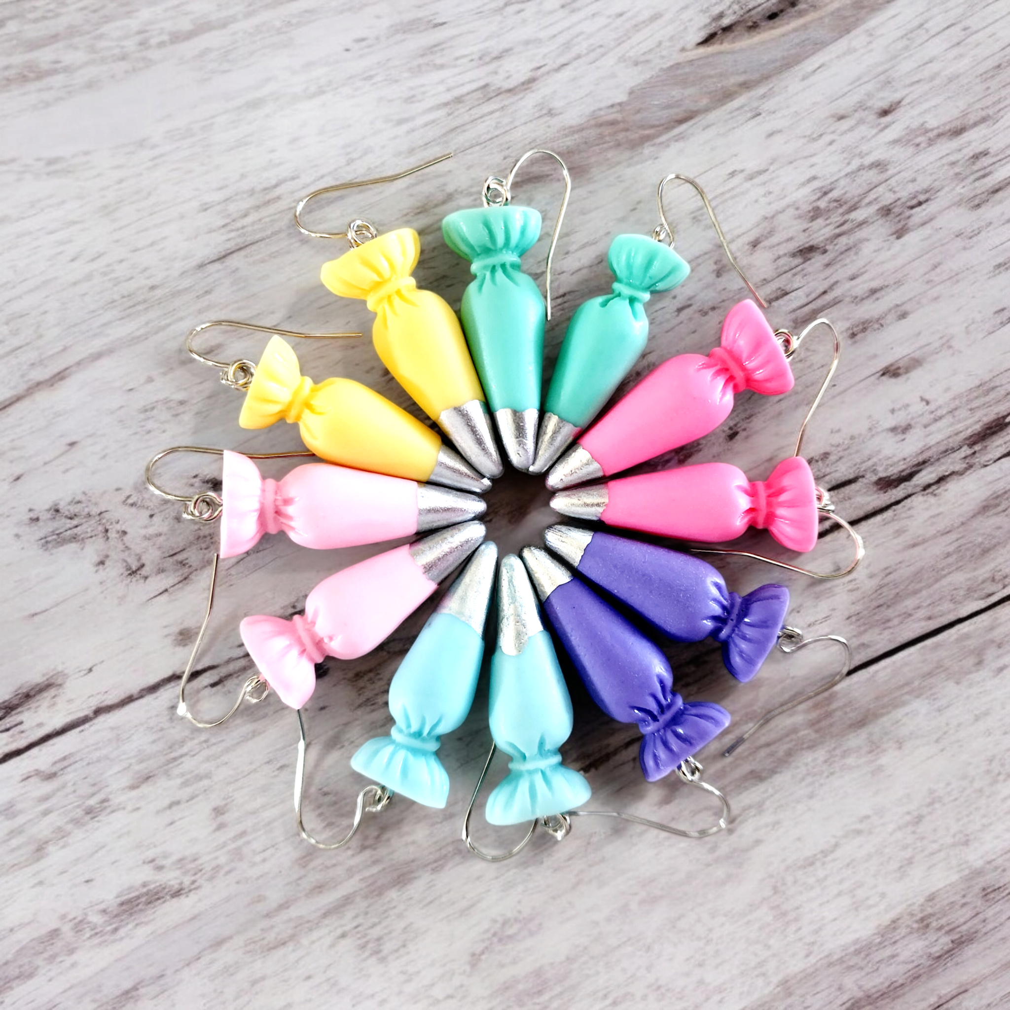 One Pair of Clay Piping Bag Earrings - 6 Colors Available image 0