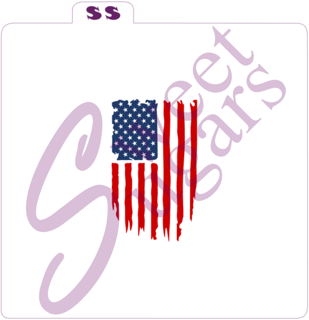 Distressed American Flag Silkscreen Stencil (1 or 2 part) image 0