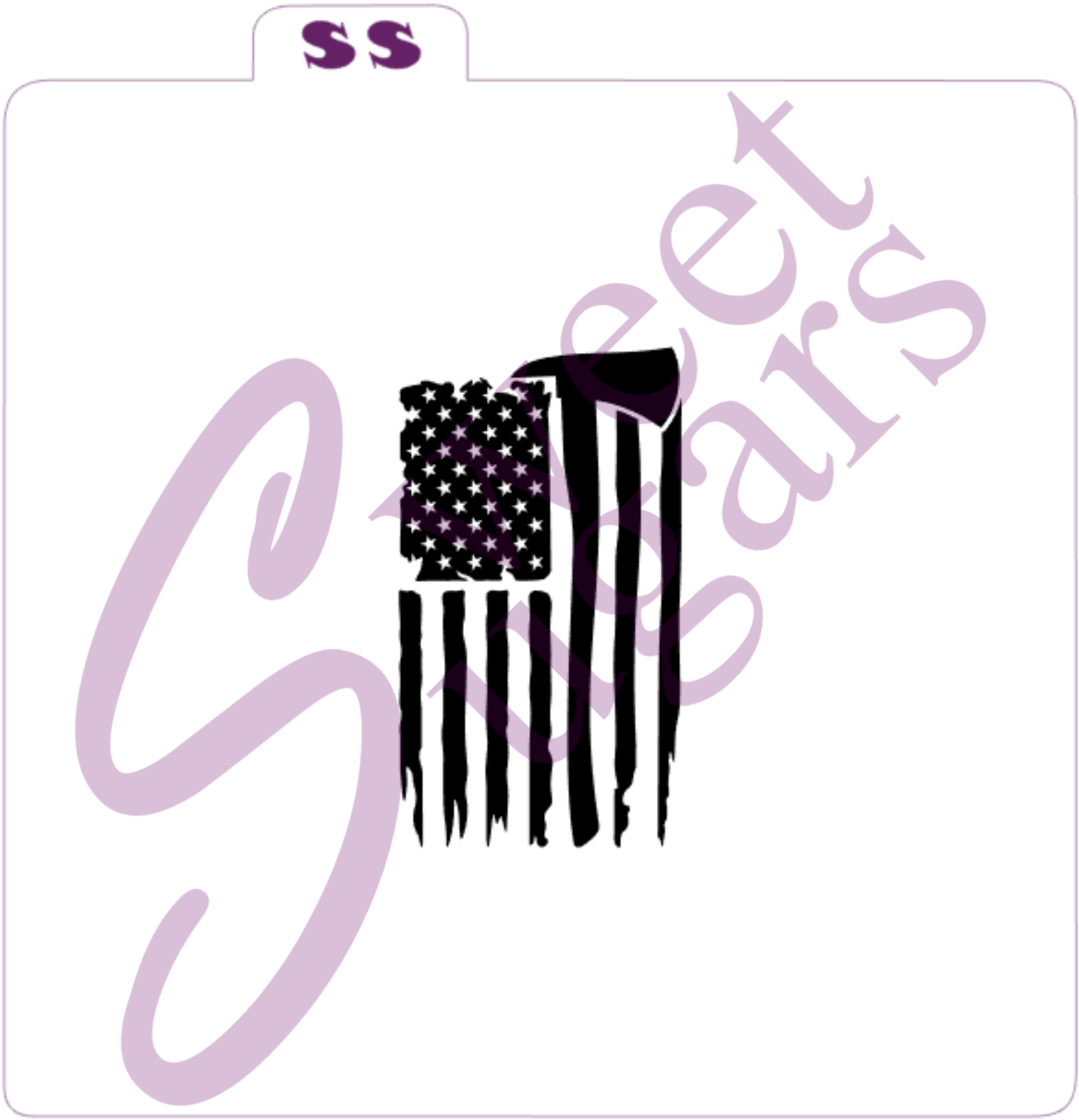Distressed Flag with Firefighter Axe Silkscreen Stencil (1 or 2 part) image 1