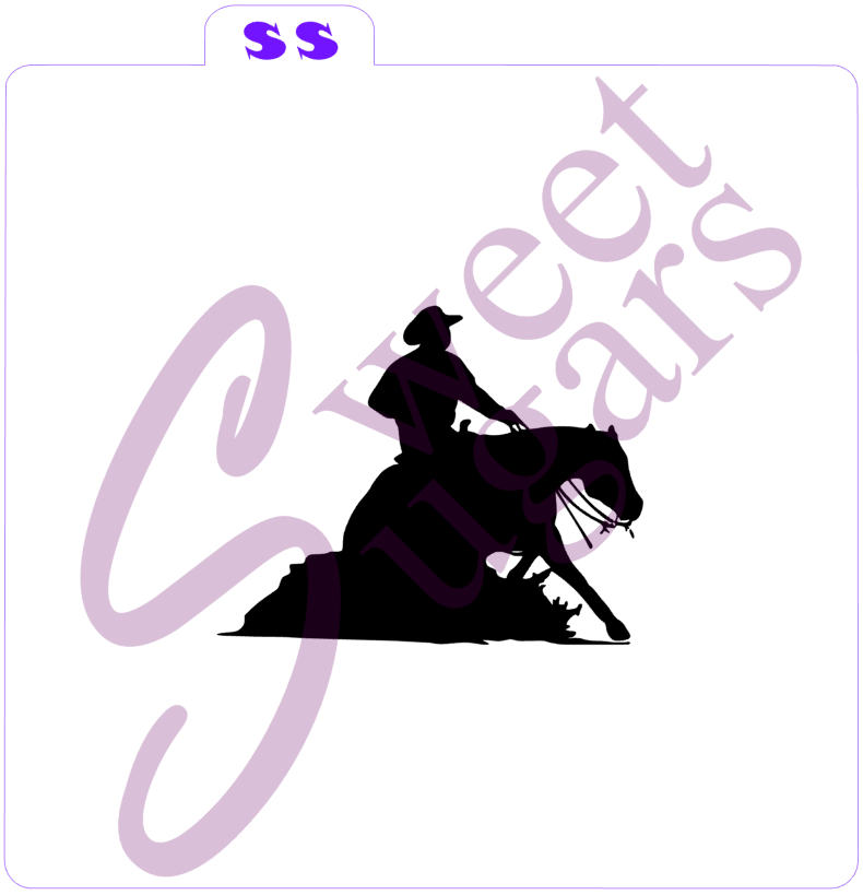 Reining Horse and Cowboy Silkscreen Stencil image 0