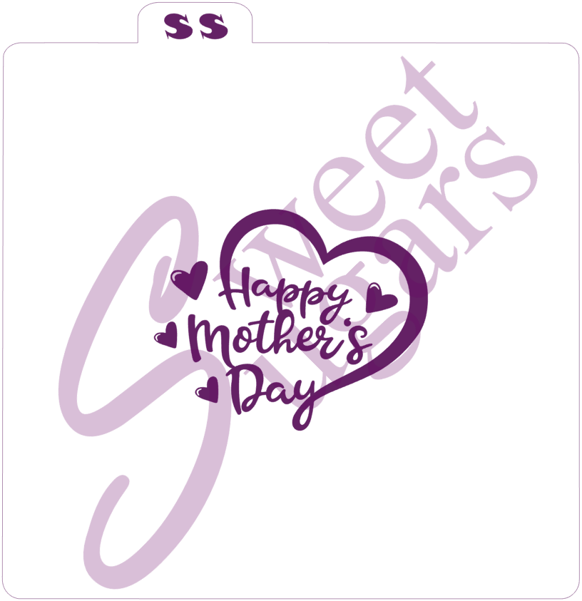 Happy Mother's Day Heart Silkscreen Stencil (1 part or 2 part) image 1