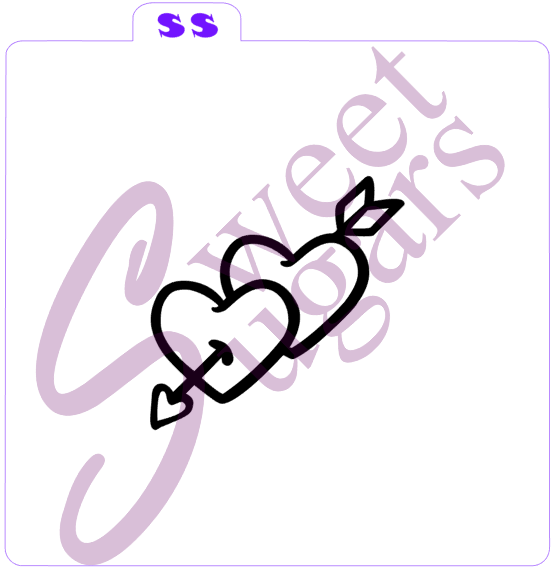 Double Heart with Arrow PYO Silkscreen Stencil image 0