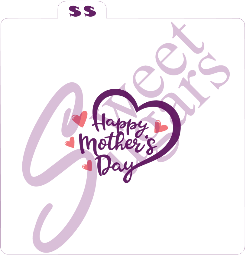 Happy Mother's Day Heart Silkscreen Stencil (1 part or 2 part) image 0
