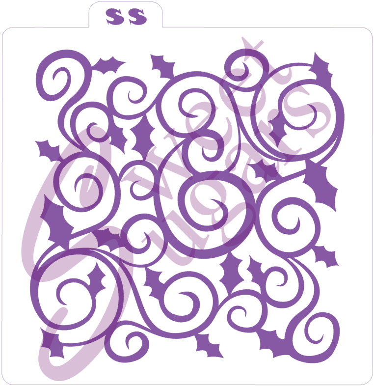 Holly and Swirl Background Silkscreen Stencil image 0