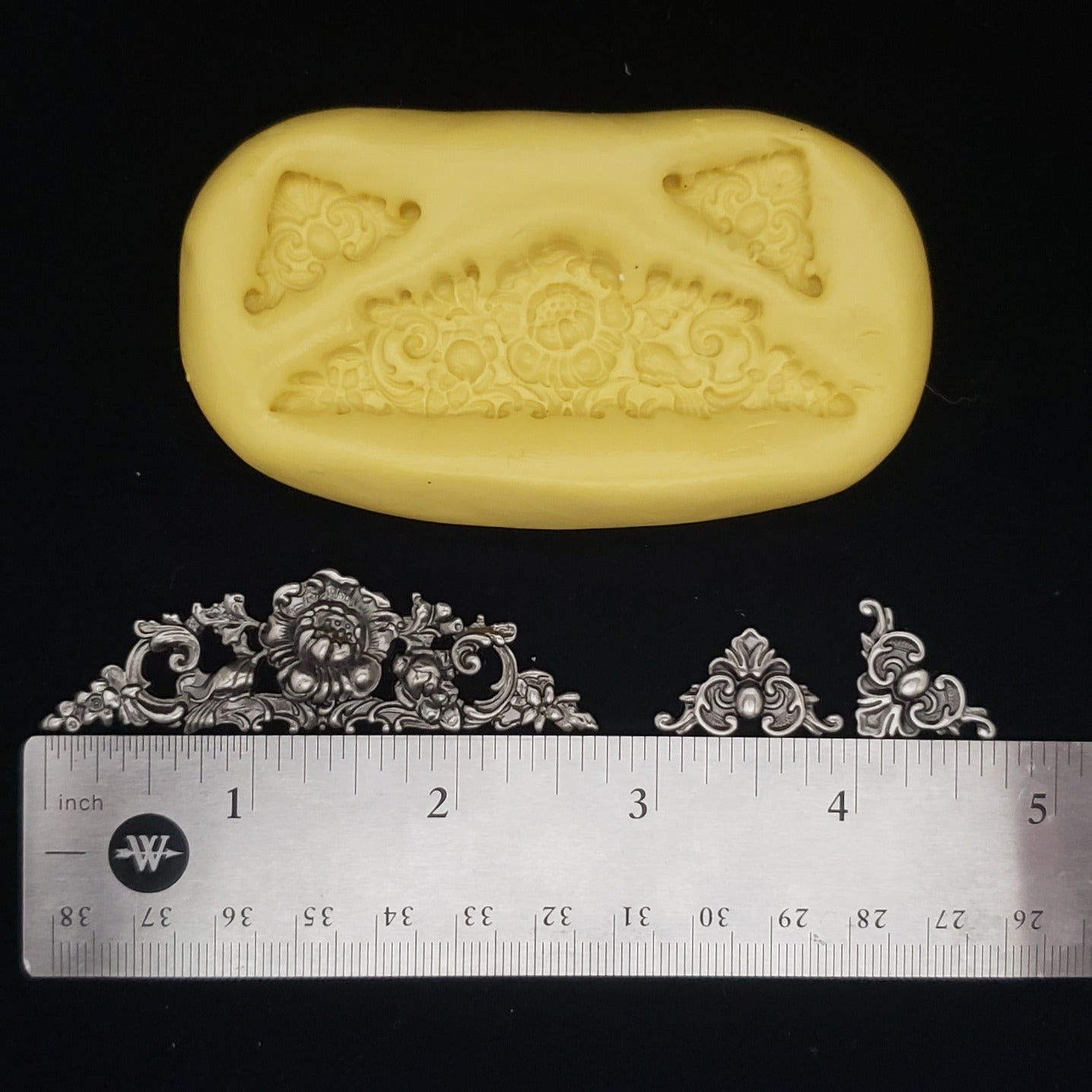 Ornate Vignette - Photo Corners & Cornice/Topper Mold for Fondant, Chocolate,Etc image 0