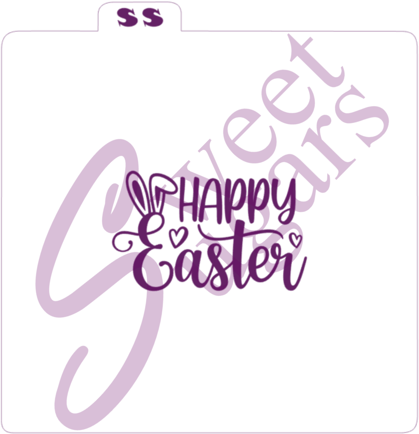 Happy Easter with Bunny Ears Silkscreen Stencil image 0