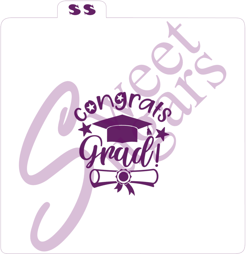 Congrats Grad, Cap & Diploma Silkscreen Stencil image 0