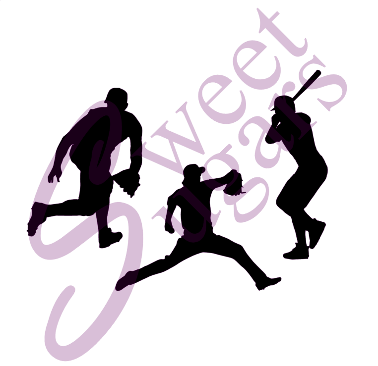 Baseball Player Silhouettes Silkscreen Stencils - 3 Options Available image 0