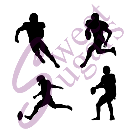 Football Player Silhouette Silkscreen Stencils - 4 Designs, Singles or Bundle image 0