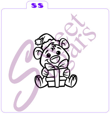 Bear With Present PYO Silkscreen Stencil image 0