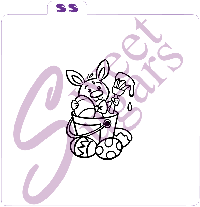Easter Bunny in Paint Bucket Paint Your Own (PYO) Silkscreen Stencil image 0
