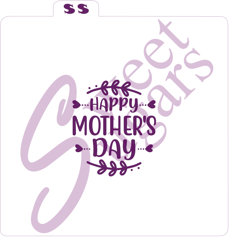 Happy Mother's Day with top & bottom Laurel Silkscreen Stencil image 0