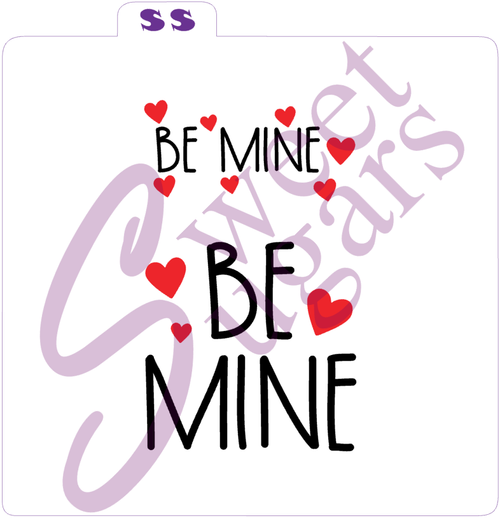 Be Mine with Hearts, 2 designs, 2 Part Silkscreen Stencil image 0