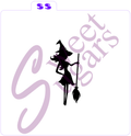 Halloween - Cute Witch with Broom Silhouette Silkscreen Stencil image 0