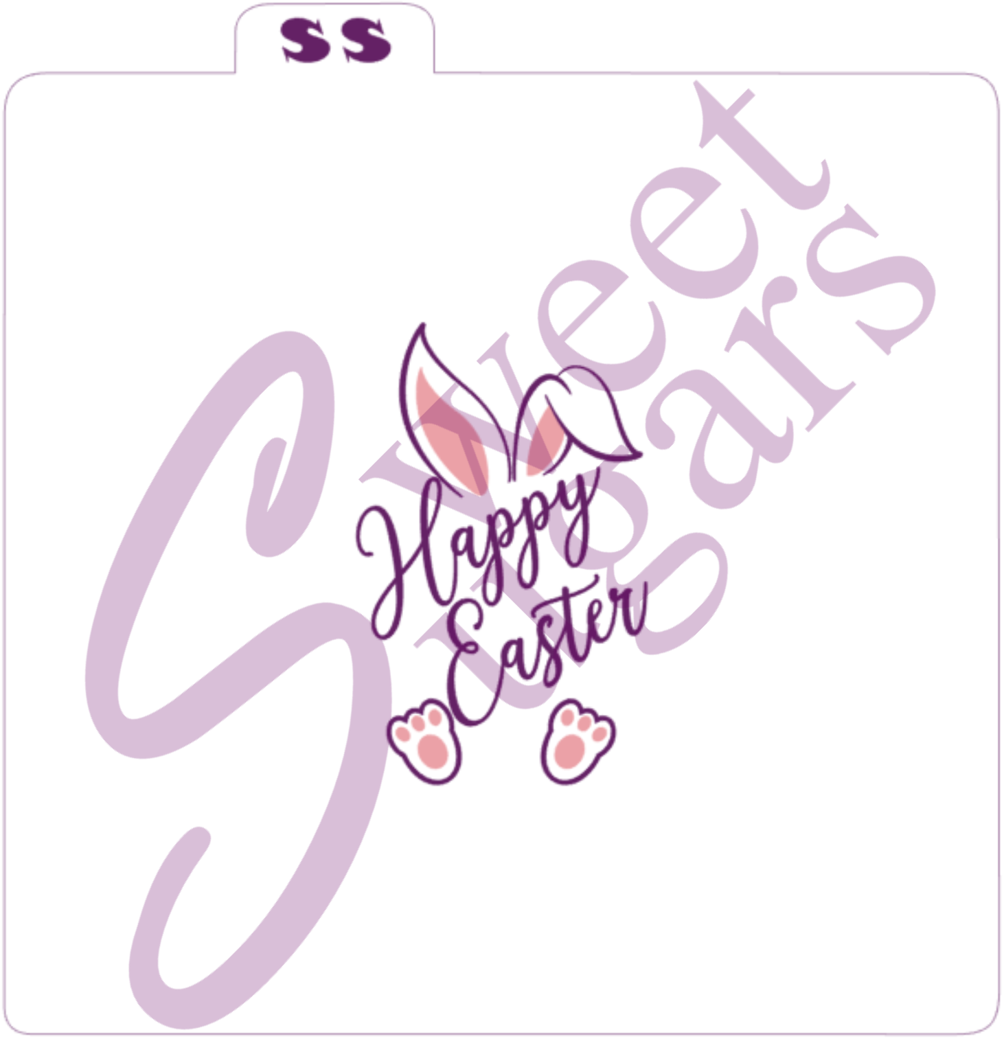 Happy Easter with Bunny Ears and Feet 2 Part Silkscreen Stencil image 0