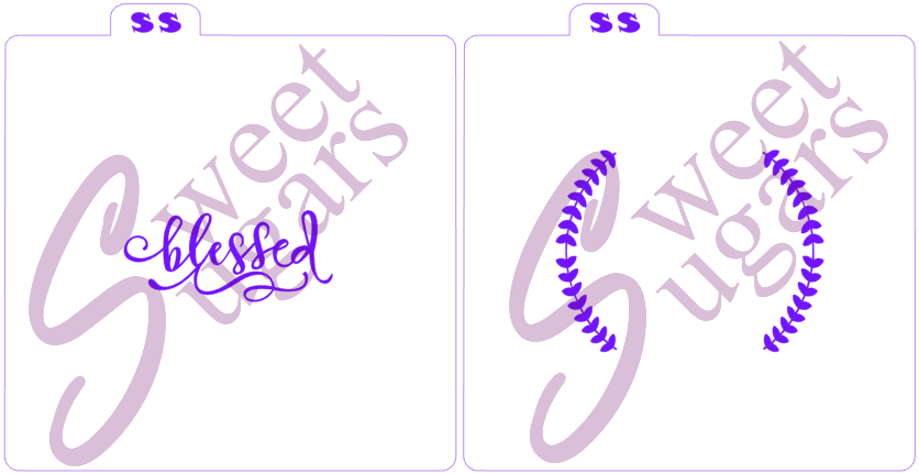 Blessed with Side Wreath - 1 or 2 part Silkscreen Stencil image 1