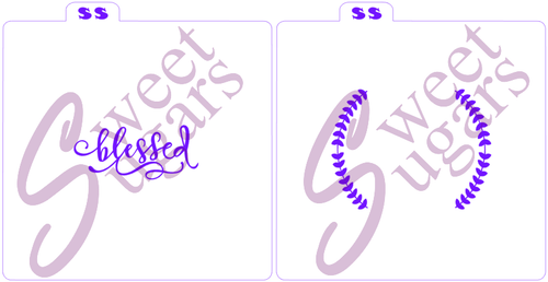 Blessed with Side Wreath - 1 or 2 part Silkscreen Stencil image 1