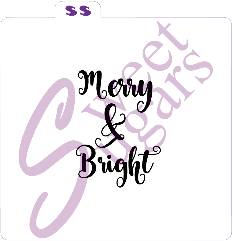 Merry & Bright with Holly 3 piece Silkscreen Stencil image 1